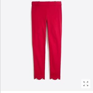 NWT J. Crew Red Winnie Scalloped Pants